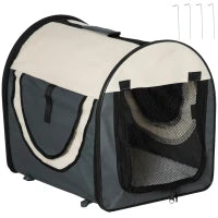 Trasportino per Animali Domestici Pieghevole in Oxford con Cuscino Rimovibile Lavabile e Borsa per Trasporto, 46x36x41cm, Grigio scuro
