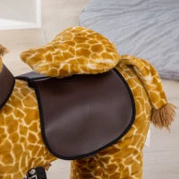 Cavallo a Dondolo con Ruote a Forma di Giraffa per Bambini da 3-6 Anni, 70x32x87cm, Giallo