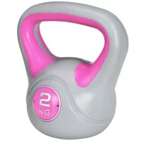 Kettlebell 8kg in PU e Sabbia con Base Piatta e Impugnatura per Stacchi, Squat e Sollevamenti, 18x10x20 cm, Rosa