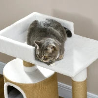 Albero tiragraffi Albero per gatti Tana per gatti, 1 Tana per gatti, 1 Lettiera, 70 cm x 49 cm x 79 cm, Naturale + Bianco