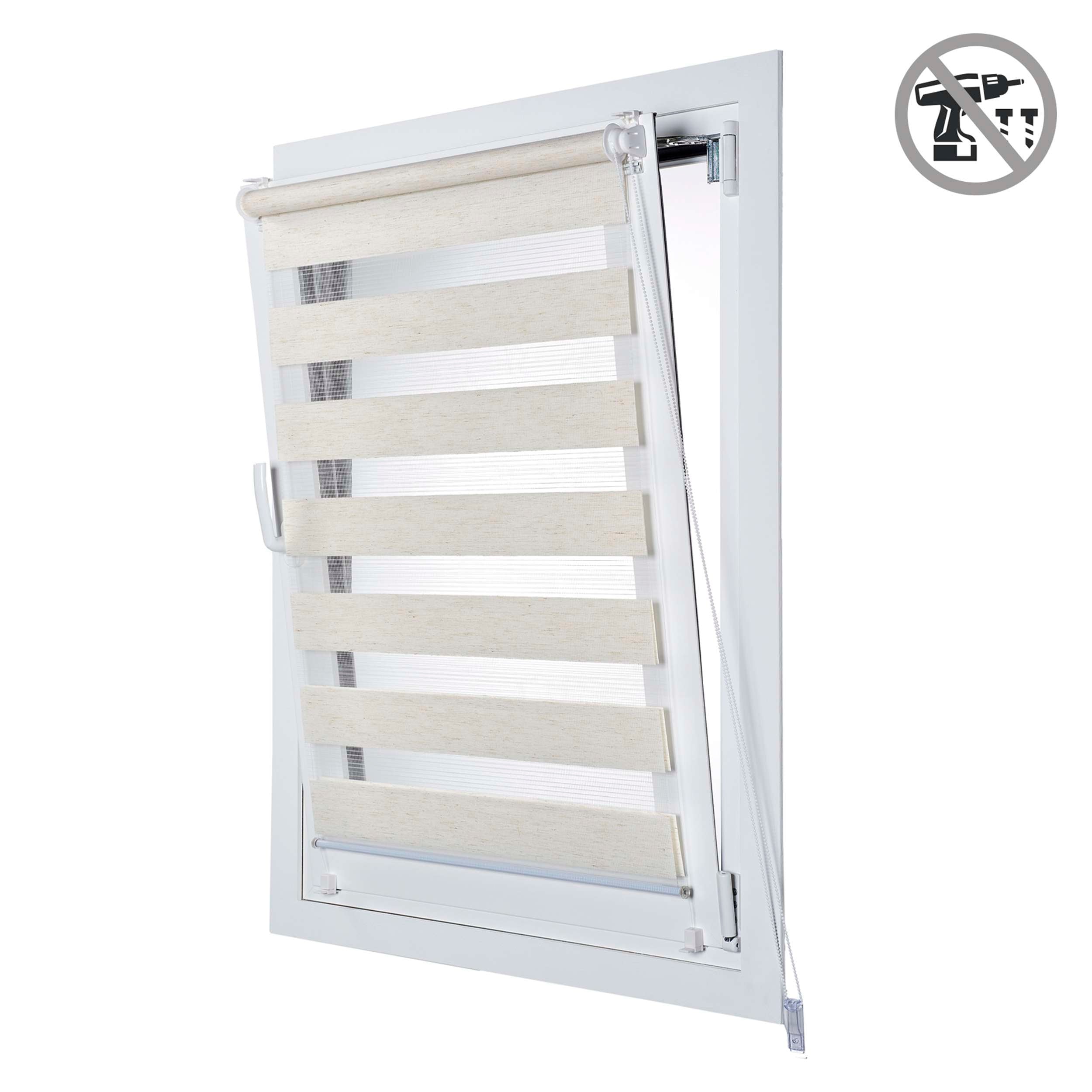 Tenda a Rullo giorno / notte installazione senza foratura EasyFix Lino 120x180 cm