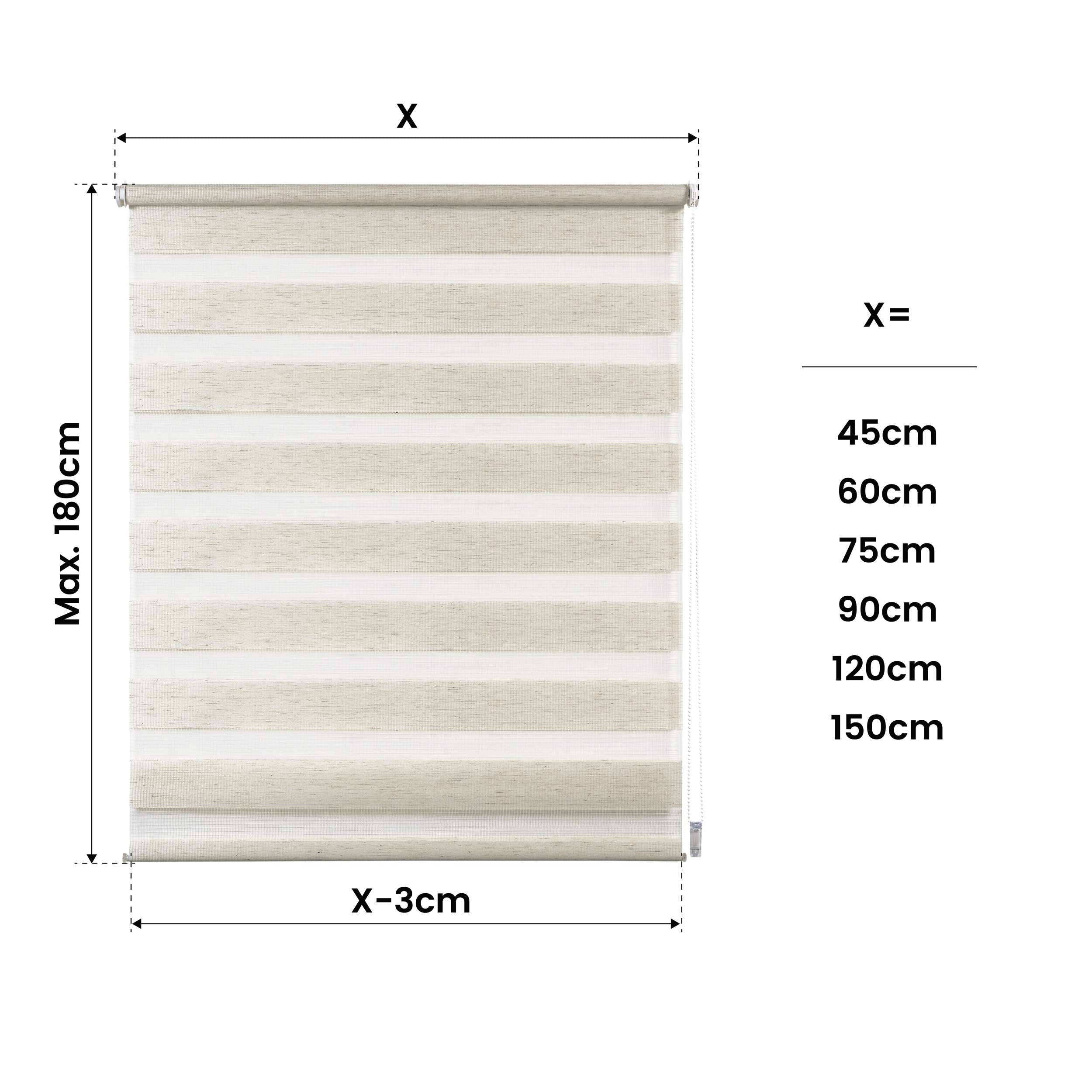 Tenda a Rullo giorno / notte installazione senza foratura EasyFix Lino 120x180 cm