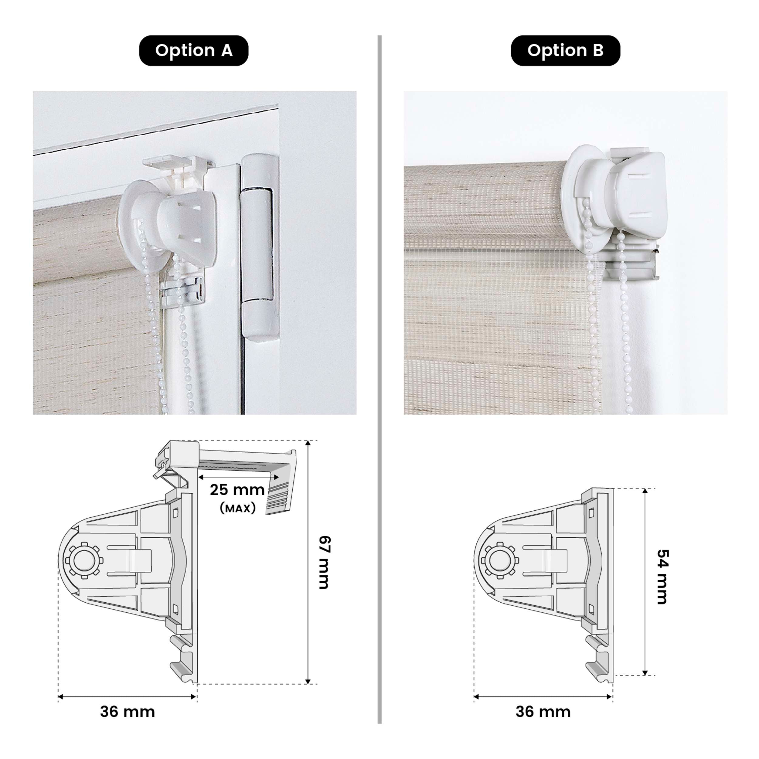 Tenda a Rullo giorno / notte installazione senza foratura EasyFix Lino 150x180 cm