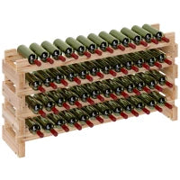 Portabottiglie in Legno di Pino, Cantinetta Vini con 4 Ripiani per 48 Bottiglie, 114x28x56.5 cm, Colore Legno