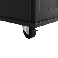 Isola cucina moderna con piano di lavoro pieghevole, spazio di conservazione multifunzionale e ruote, 106×50×90,5 cm, Nero