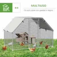 Pawhut Recinto per Galline in Metallo Galvanizzato e Tessuto Oxford con Porta con Blocco 280x193.5x195 cm