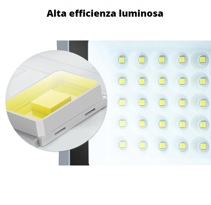 Proiettore led solare 100 watt grigio monocristallino ip65 6500k