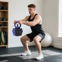Set di pesi 4 in 1 regolabili da 25 kg con funzione di manubri, kettlebell e bilanciere, Blu