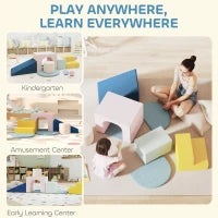 Set di 8 Blocchi in Schiuma per Bambini con Fodere in Velluto Lavabili per Arrampicare e Gattonare Multicolore