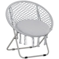 Poltrona sospesa rotonda da giardino poltrona a luna papasan pieghevole grande comfort cotone poliestere grigio