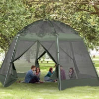 Tenda da Campeggio a 2 Ingressi per 6-8 Persone con Borsa, Funi e Picchetti, 493x493x240 cm, Verde