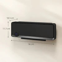 Termoventilatore Elettrico da Parete 1000W/2000W con Display LED e Telecomando 56x18,5x11,7 cm Nero