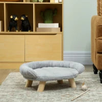 Cuccia Divanetto per Cani e Gatti Sfoderabile in Peluche con Schienale, 47x40x20 cm, Grigio