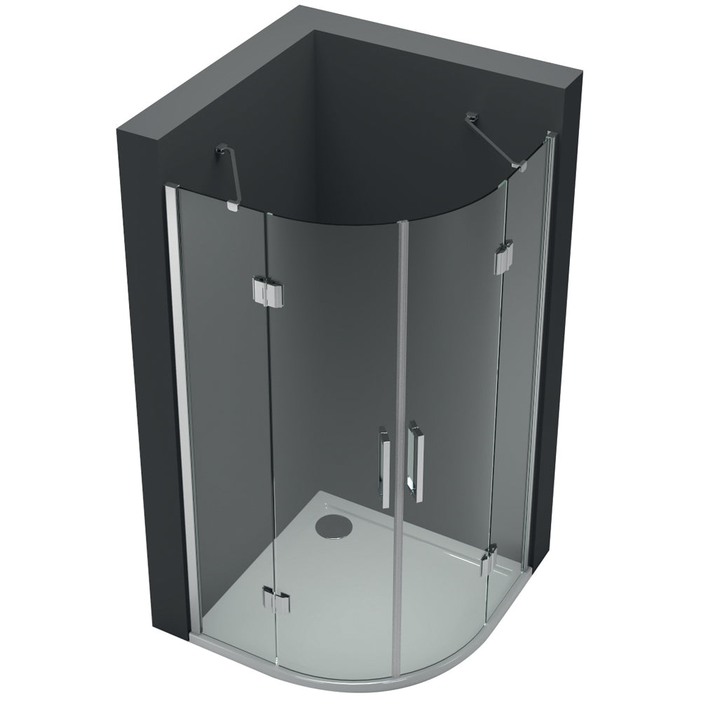 Ogomondo cabina doccia semicircolare due ante battenti cristallo 8 mm *** misure 78-80x78-80xh195 cm, confezione 1