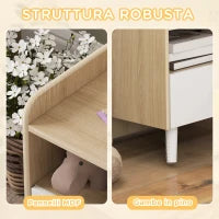 Comodino con Cassetto per Bambini 3-10 Anni in Legno e Legno di Pino, 40x32.5x40 cm, Bianco