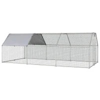 PawhutRecinto Gabbia per Galline in Metallo Galvanizzato Impermeabile, Pollaio con Porta e Copertura Oxford, 280x570x195cm