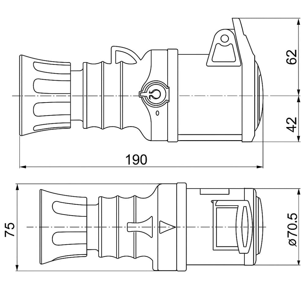 Presa mobile diritta hp ip44 ip54 3pnt 32a 380 415v gewiss