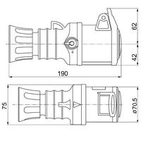 Presa mobile diritta hp ip44 ip54 3pnt 32a 380 415v gewiss