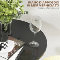 Tavolo Alto da Bar Moderno Rotondo con Base in Acciaio e Piano in MDF, Ø70x102cm, Nero