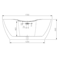 Vasca da bagno free standing design moderno ed elegante cm 170 *** confezione 1