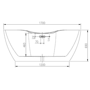 Vasca da bagno free standing design moderno ed elegante cm 170 *** confezione 1