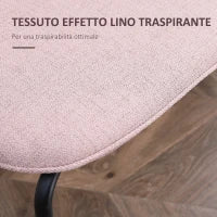 Set di 2 Sedie da Pranzo in Tessuto Imbottite e Impilabili con Gambe in Acciaio, Rosa