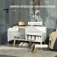Scarpiera da Ingresso con Seduta Imbottita e Armadietto per 4 Paia di Scarpe, 80x33x49cm, Bianco