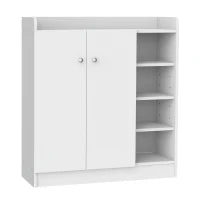 Mobile Portascarpe a 4 Ripiani con 1 Armadietto, 83 cm x 30 cm x 90 cm, Bianco