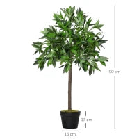 Set di 2 Alberi di Alloro in Vaso Artificiali Altezza 90cm per Interni ed Esterni