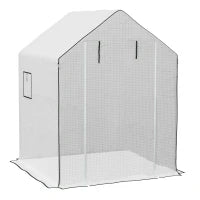 Copertura di Ricambio per Serra da Giardino con Finestra e Porta a Chiusura Lampo Anti-UV, 140 x 143 x 190 cm, Bianco