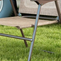 Set 2 Sedie Pieghevoli da Giardino con Braccioli e Seduta in Tessuto Traspirante, Marrone