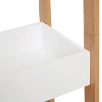Mobiletto Bagno Multiuso, Scaffale da Bagno a 3 Ripiani Compatto in Legno MDF e Bambù, Bianco, 27.5x20.8x74cm