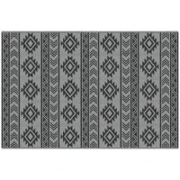 Tappeto Moderno per Esterni Nero e Grigio in PP con Design Reversibile e Pieghevole, 182x274 cm