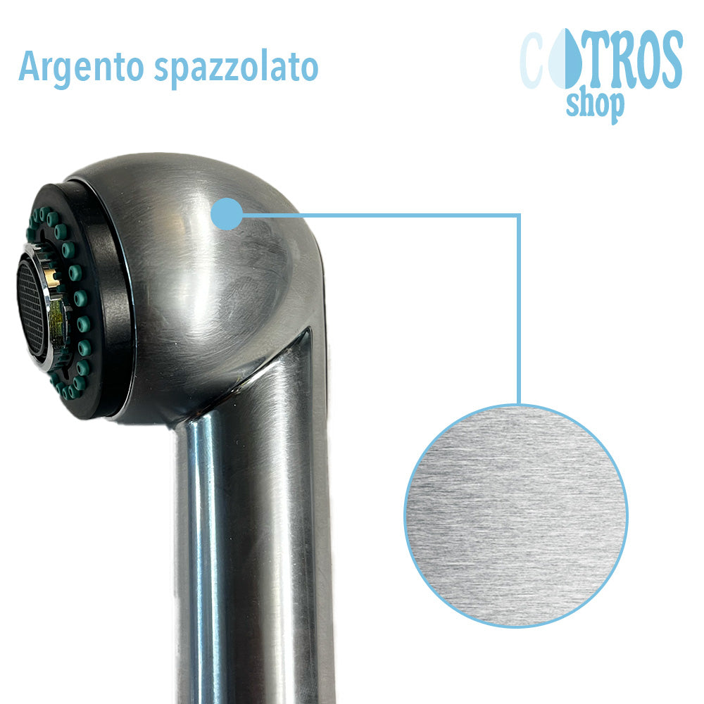 Doccetta monocomando argento lavello cucina spazzolato ricambi rubinetteria