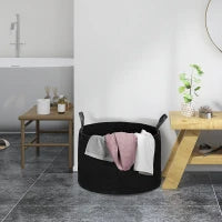 Cesto Portabiancheria da 88L Portatile e Pieghevole con Manici in Cotone Naturale, Ø56x35.5 cm, Nero