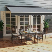 Set da Giardino con 6 Sedie Impilabili in Tessuto a Rete e Tavolo Effetto Legno, Grigio