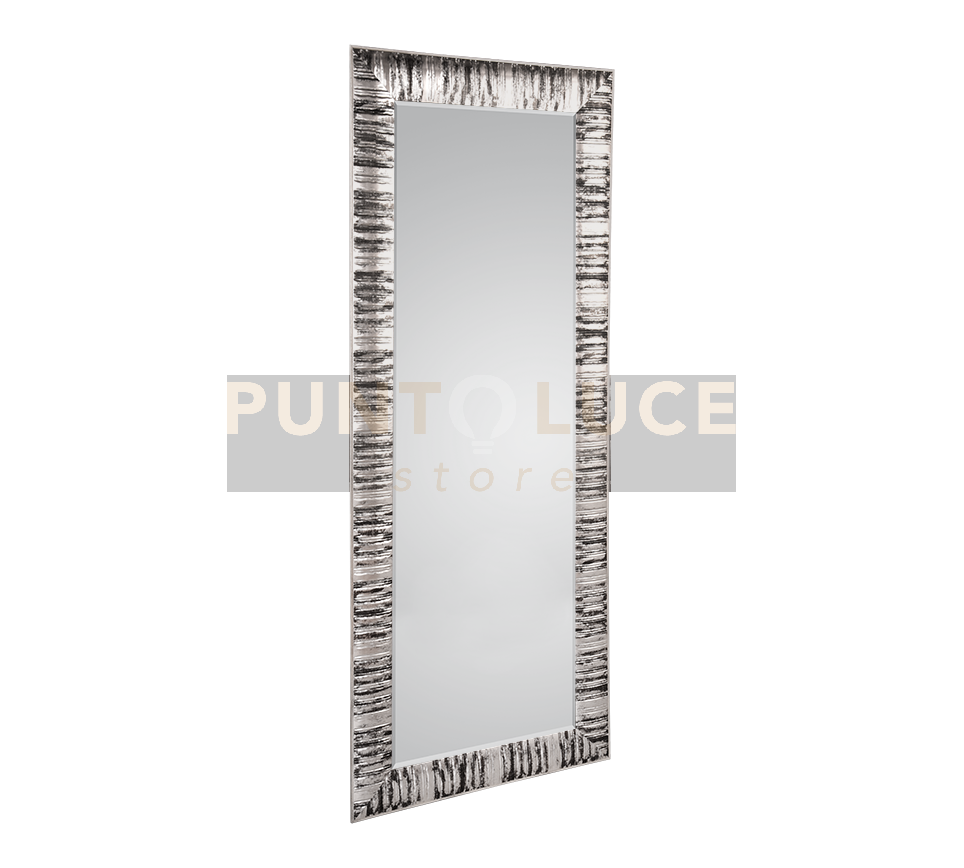 NADJA SPECCHIO DA PARETE CORNICE LAVORATA ARGENTO E NERO 70X170CM