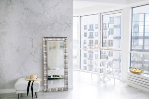 NADJA SPECCHIO DA PARETE CORNICE LAVORATA ARGENTO E NERO 90X190CM