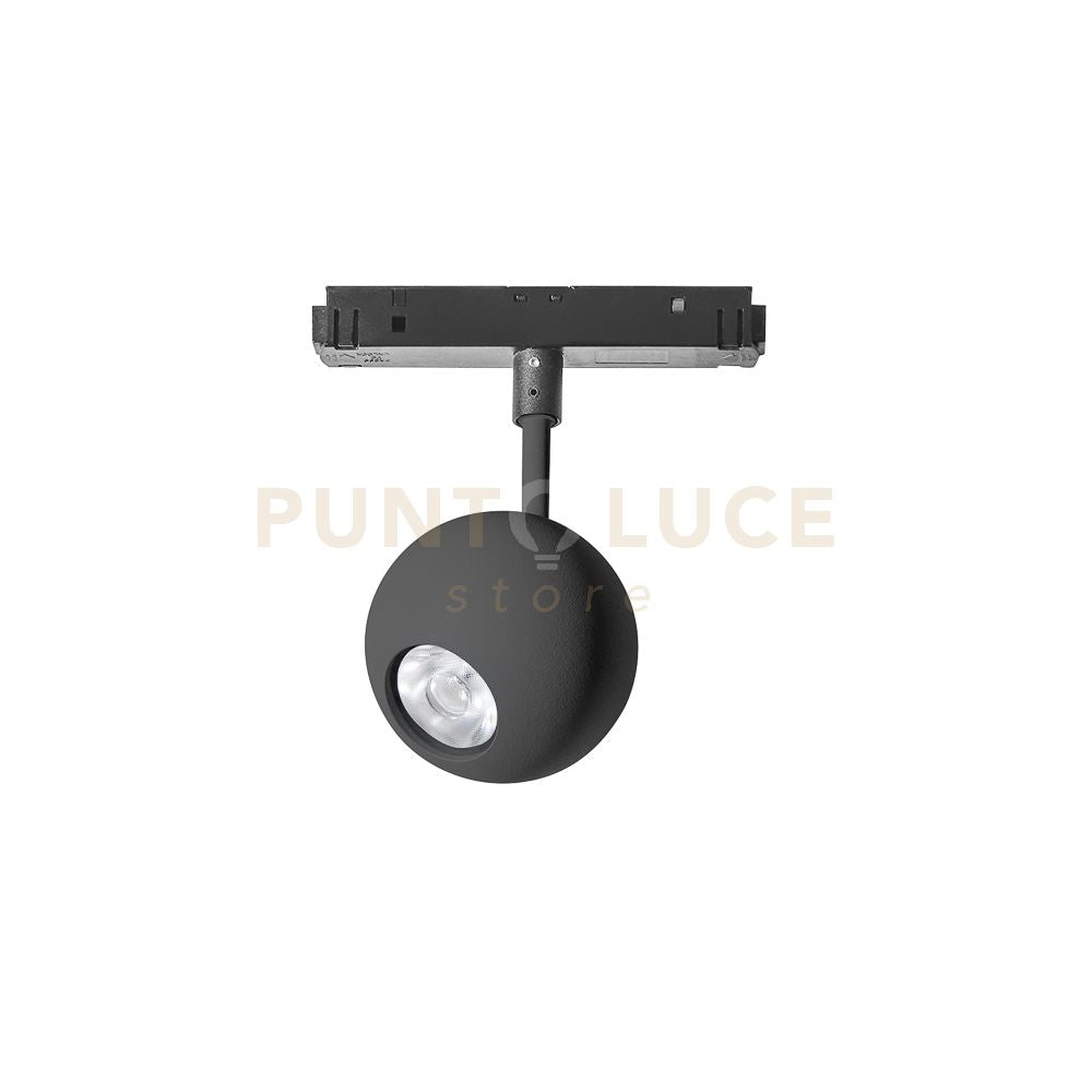 NARDO SP - FARETTO PROIETTORE REGOLABILE NERO TONDO INCASTRO MAGNETICO PER BINARIO 48V 3000K 410LM 8,5W