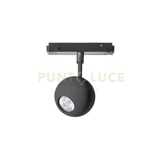 NARDO SP - FARETTO PROIETTORE REGOLABILE NERO TONDO INCASTRO MAGNETICO PER BINARIO 48V 3000K 410LM 8,5W