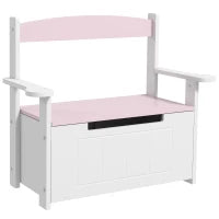 Panca contenitore per bambini con schienale e chiusura soft, 68,5x34x58 cm, Rosa e Bianco