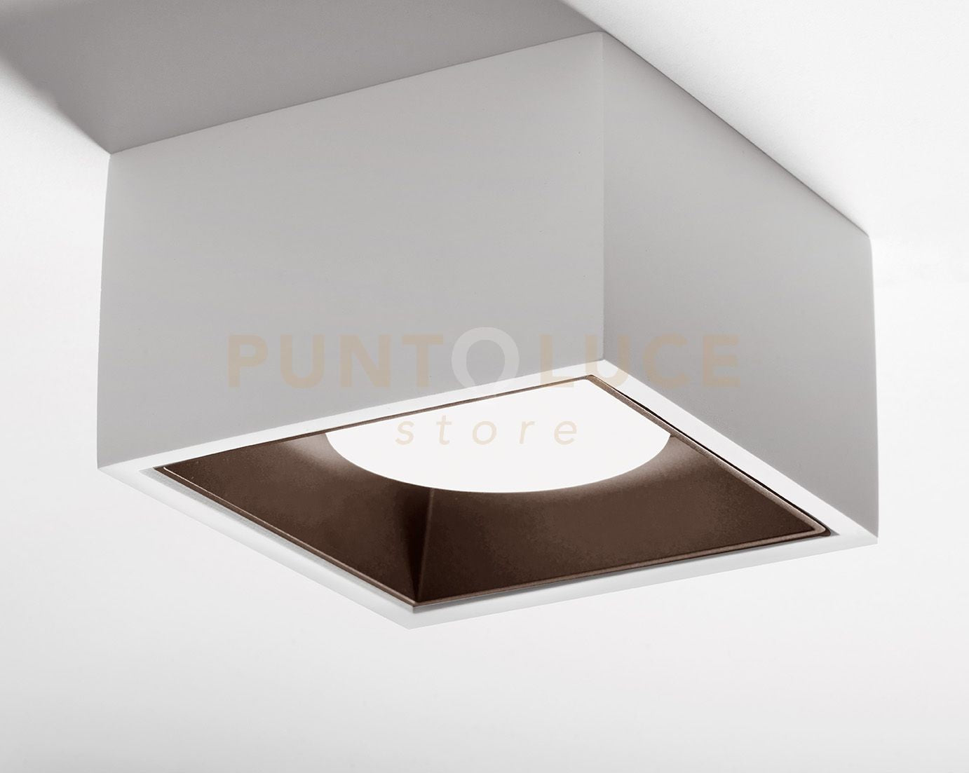 NASSO Soffitto 1 Luce quadrata Bronzo 12x12cm attacco GX53 in gesso e alluminio