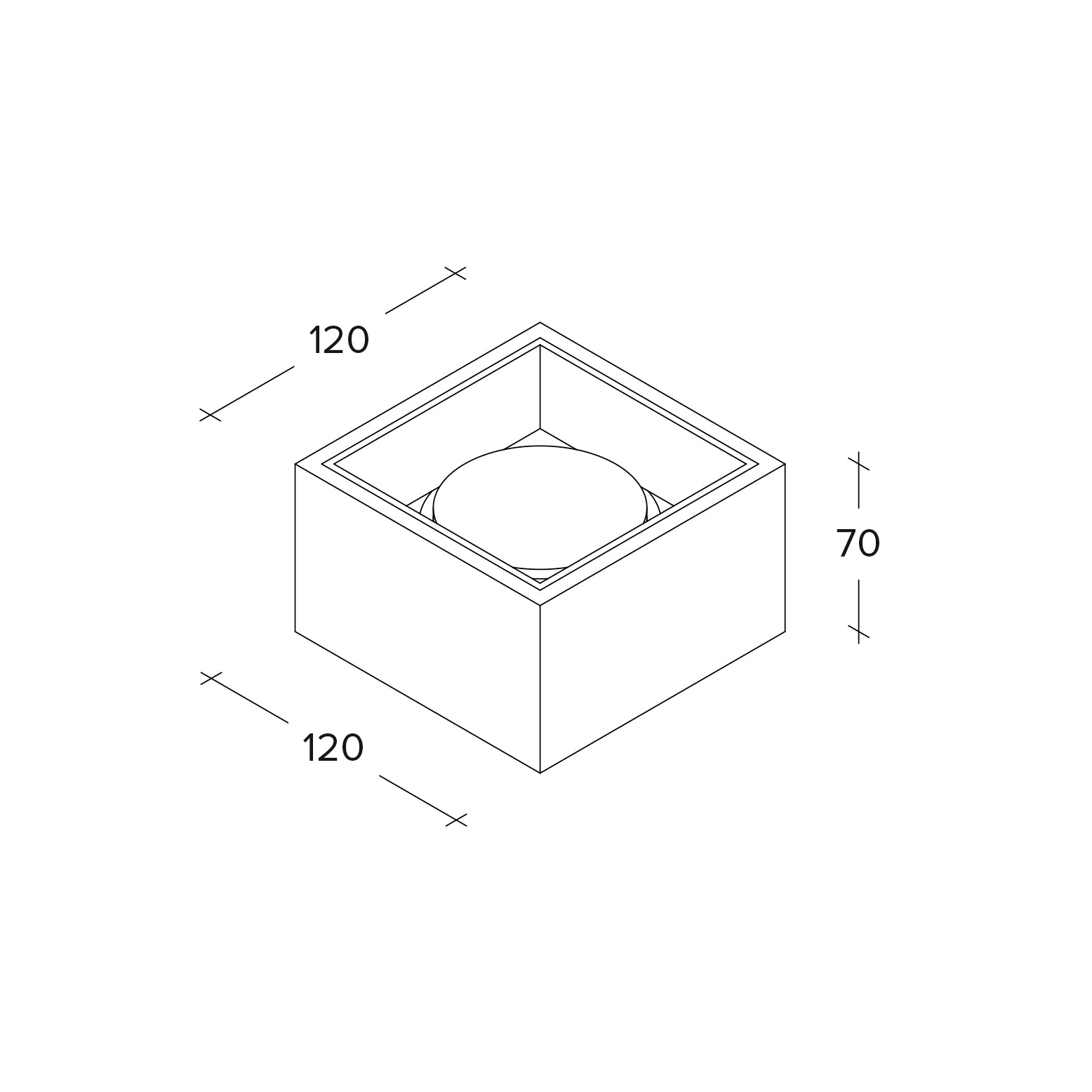 NASSO Soffitto 1 Luce quadrata Bronzo 12x12cm attacco GX53 in gesso e alluminio