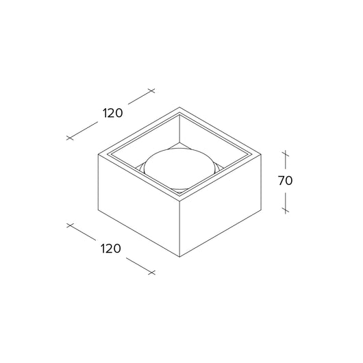 NASSO Soffitto 1 Luce quadrata Bronzo 12x12cm attacco GX53 in gesso e alluminio