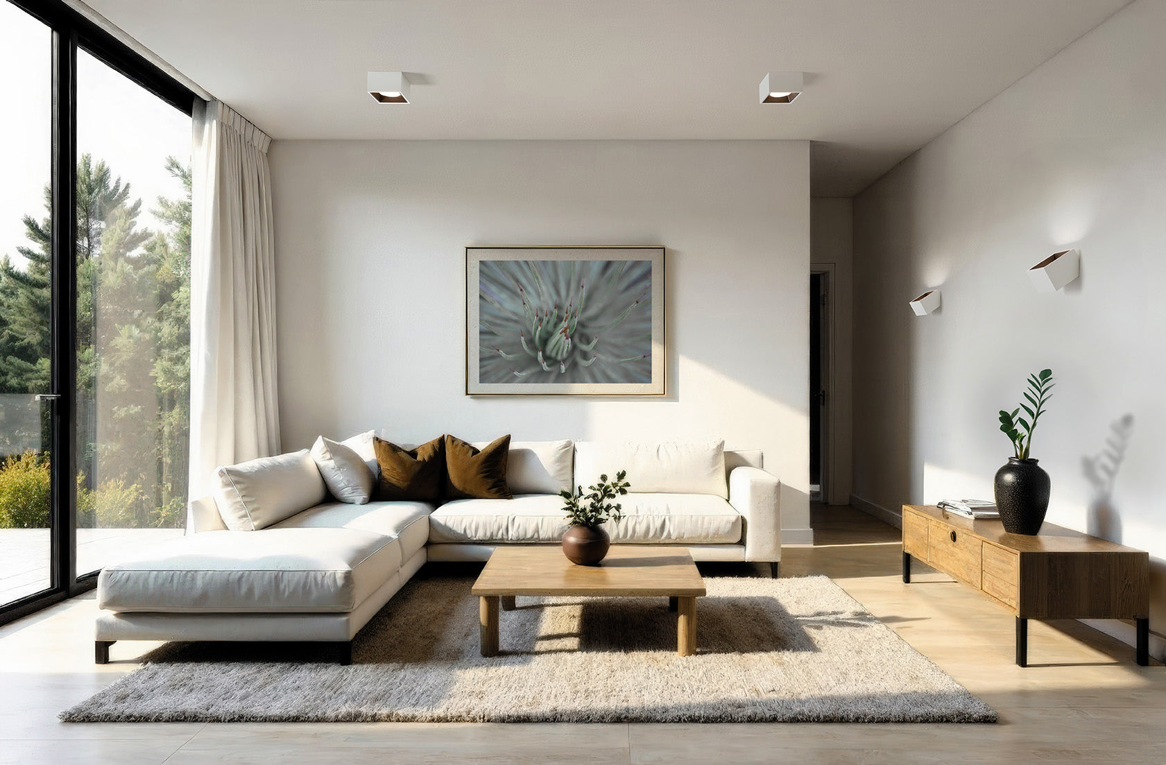 NASSO Soffitto 1 Luce quadrata Bronzo 12x12cm attacco GX53 in gesso e alluminio