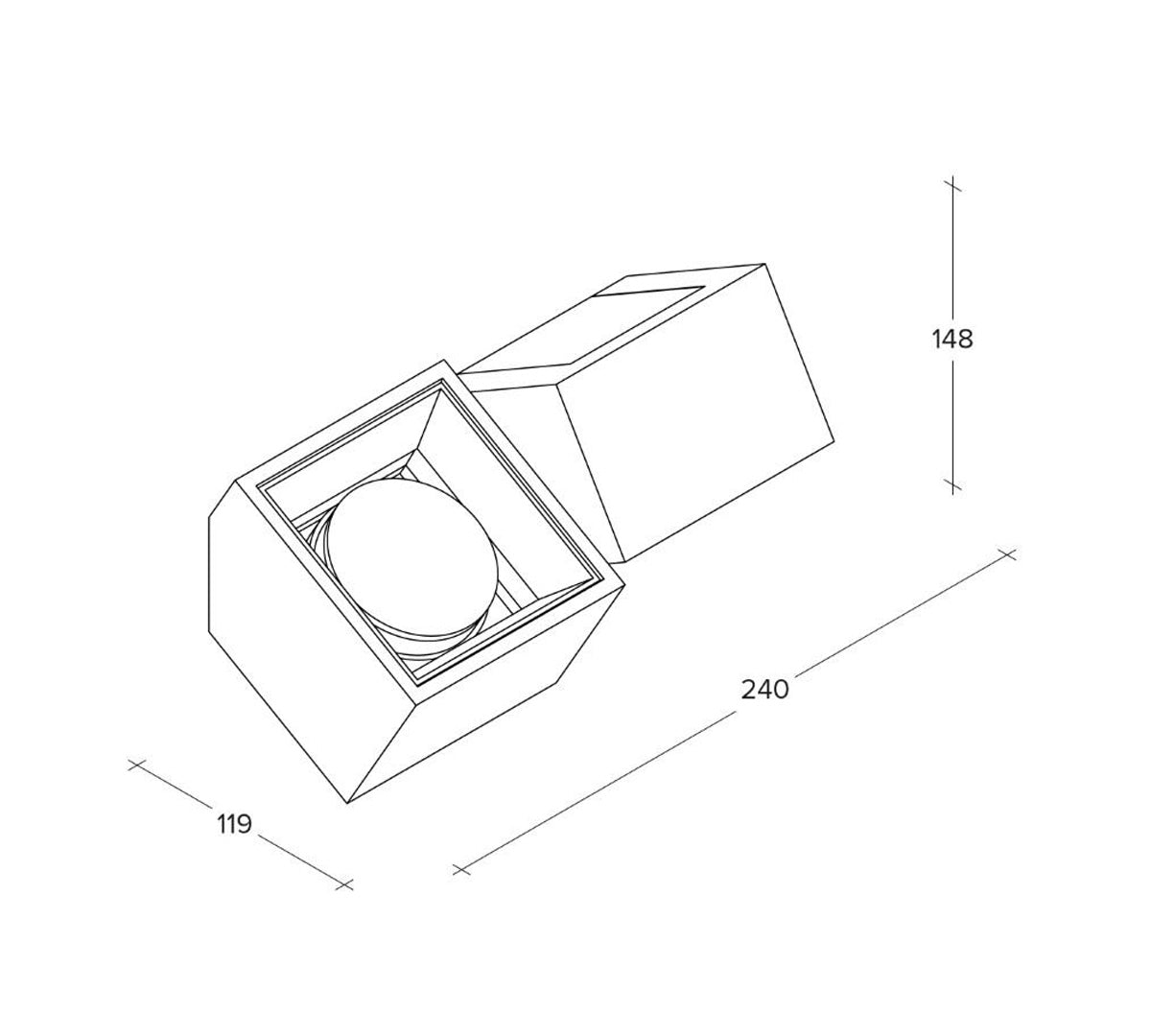 NASSO applique a Parete 2 Luci attacco GX53 Biemissiva Quadrata Nero in gesso e alluminio