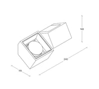 NASSO applique a Parete 2 Luci attacco GX53 Biemissiva Quadrata Nero in gesso e alluminio