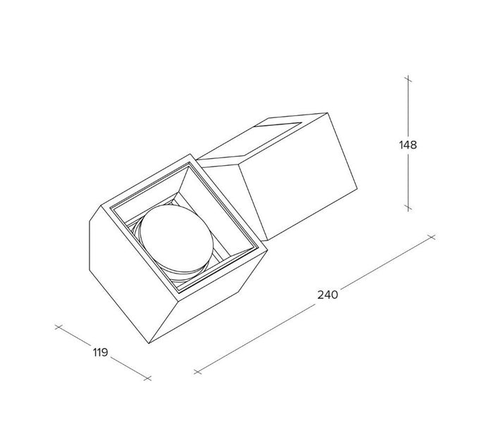 NASSO applique a Parete 2 Luci attacco GX53 Biemissiva Quadrata rame in gesso e alluminio
