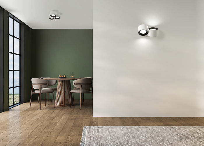 NASSO applique a Parete 2 Luci attacco GX53 Biemissiva Tonda Nero 23x12cm