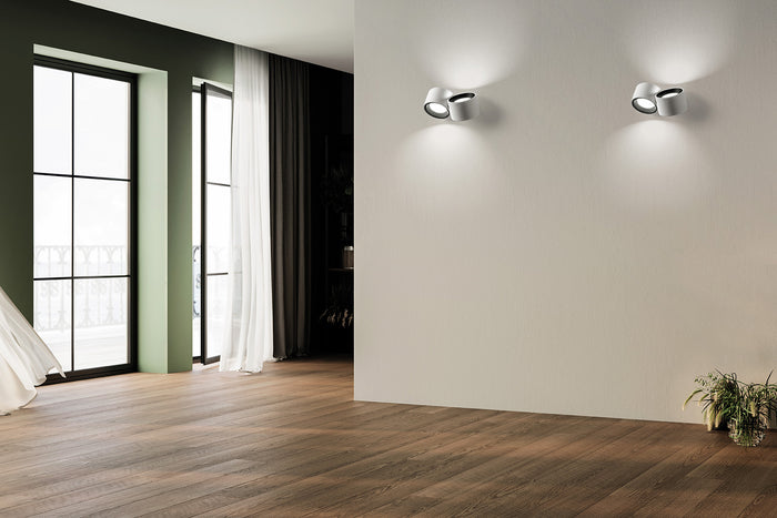 NASSO applique a Parete 2 Luci attacco GX53 Biemissiva Tonda Nero 23x12cm